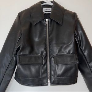 Weekday cropped faux leather jacket